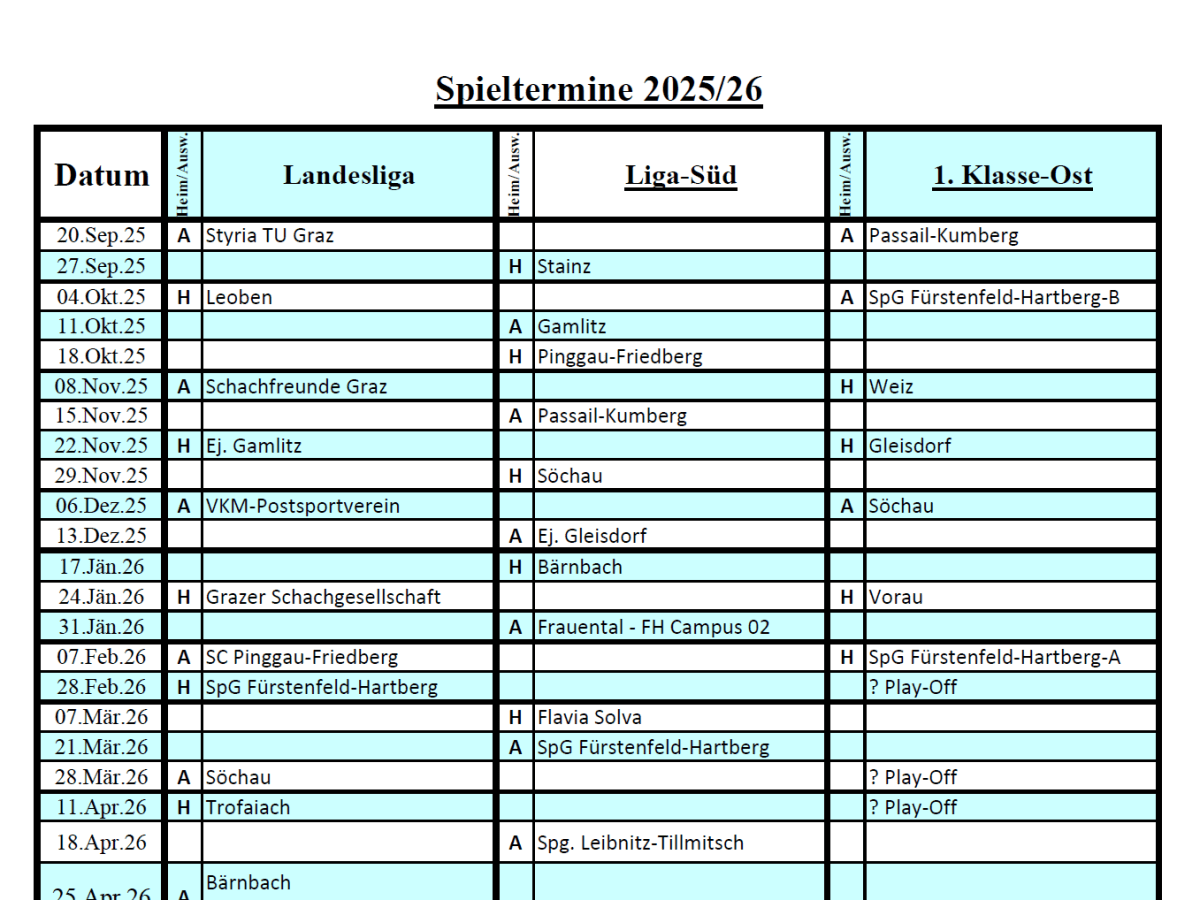Spielplan Spg. Feldbach-Kirchberg